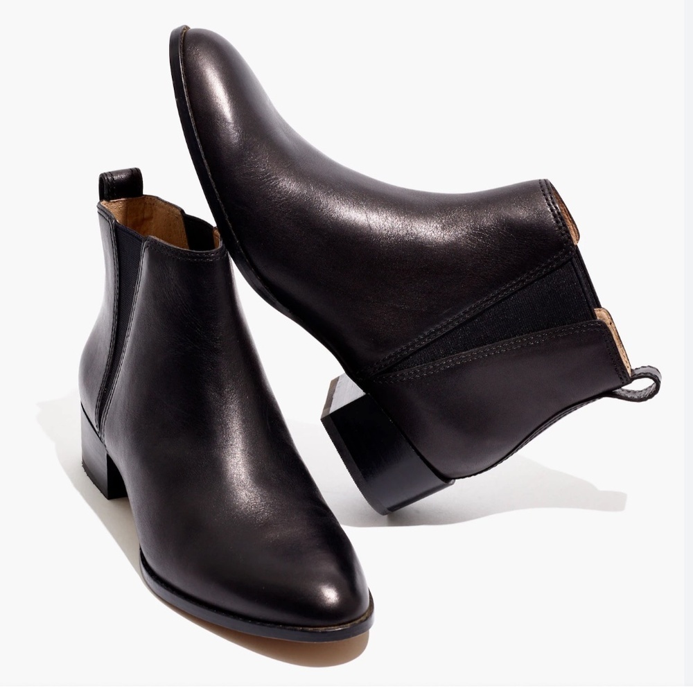 Madewell The Carina Black Leather Chelsea Boots | Women’s Size 6